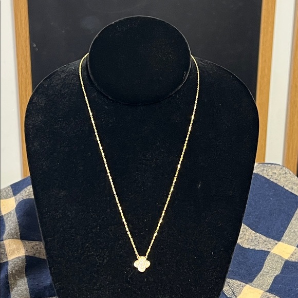 Rachel Zoe Gold and Black Clover Pendant Necklace - Picture 2 of 4